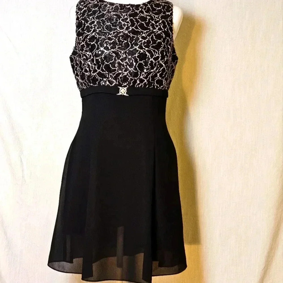 VTG Scott McClintock Black Mother of The Bride Sequin Fit and Flare Gown SZ 10 - Picture 1 of 13